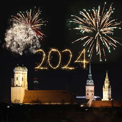 New year 2024 fireworks Munich Germany