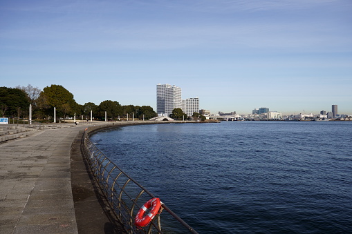YOKOHAMA JAPAN - JAN 06, 2023: Scenery of Yokohama Minato Mirai Rinko Park.