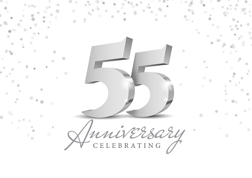 Anniversary 55. gold 3d numbers. Poster template for Celebrating 55th anniversary event party. Vector illustration