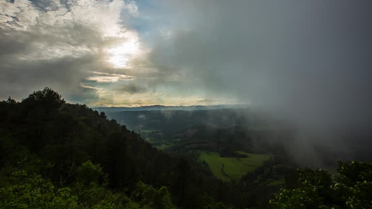 Spring clouds and fog in Manresa, Barcelona, Spain