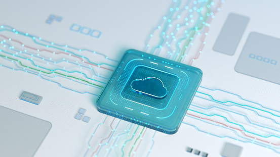 Conceptual image representing digital software cloud computing technology