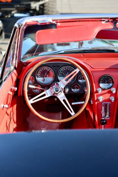istock Interior view of vintage convertible car 1789452375
