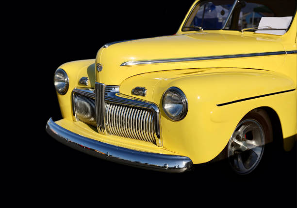 istock Front view of bright yellow vintage auto 1789465427