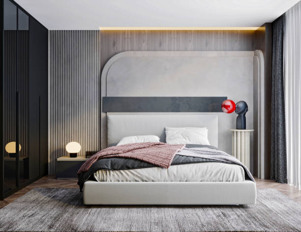istock luxury hotel room, home interior, modern bedroom. 3d rendering 1789483348