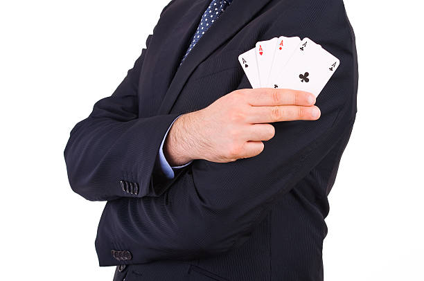 istock Businessman showing playing cards. 178950725