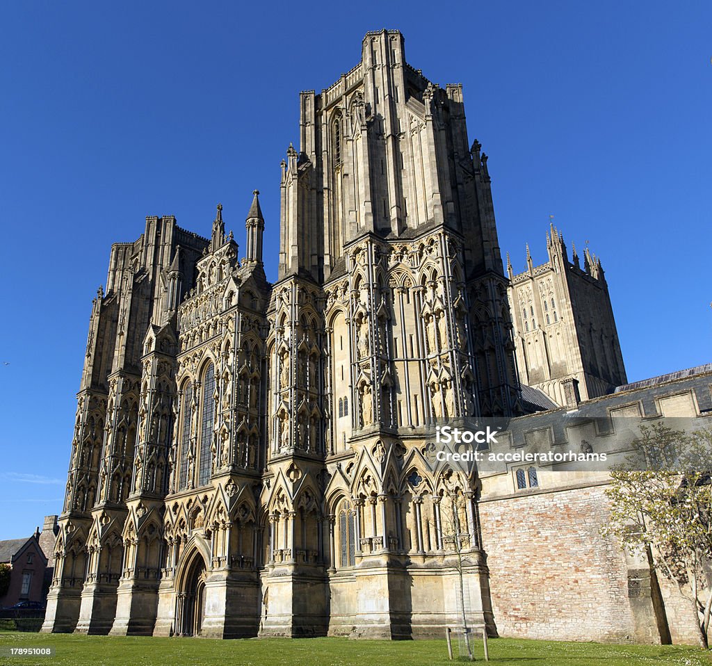 Inglese Cattedrale gotica Wells Somerset - Foto stock royalty-free di Abbazia