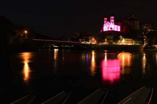istock Aarburg reformed church in pink 1789510083