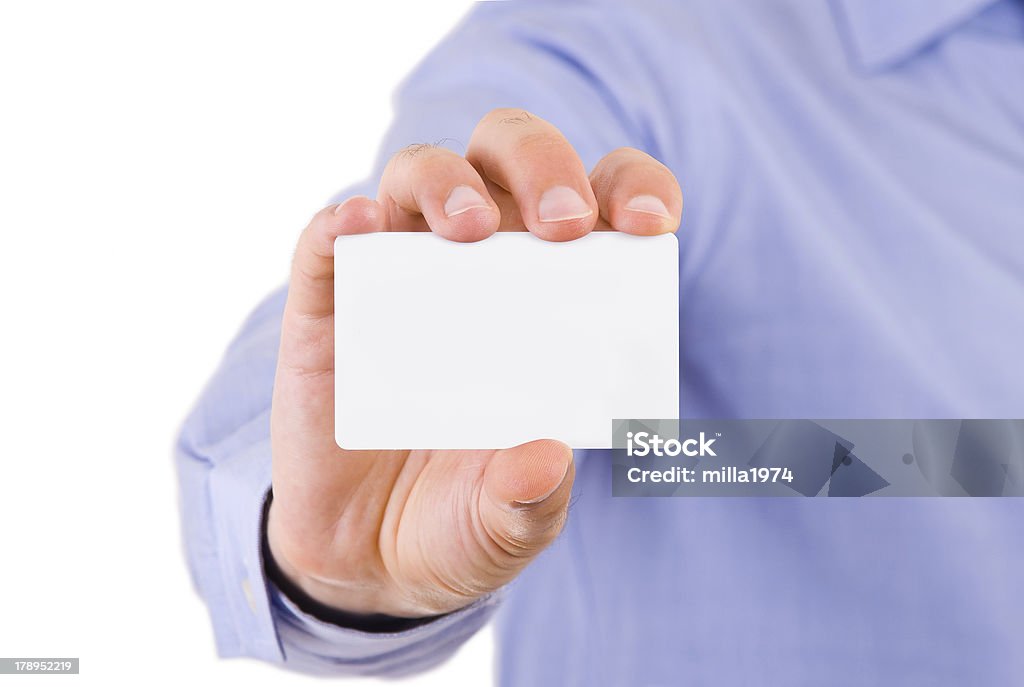 Homem de negócios, mostrando um cartão em branco. - Foto de stock de Adulto royalty-free