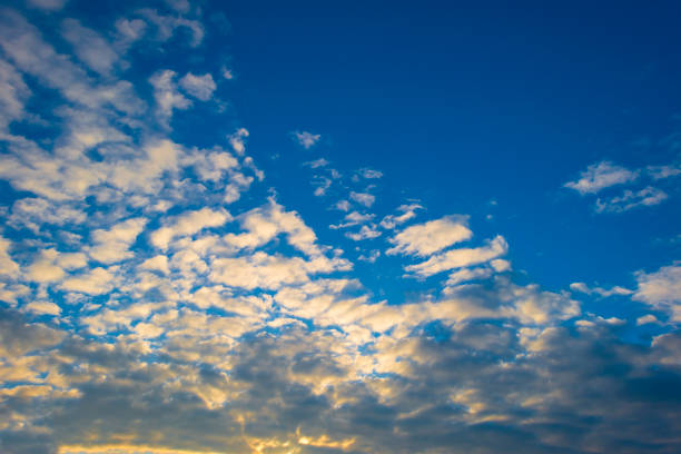 Blue sky with colorful clouds. Photo taken in Wroclaw, Poland.