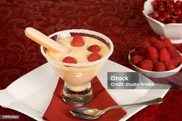 Zabaglione With A Biscuit Stock Photo - Download Image Now - Zabaglione, Biscotti, Cookie