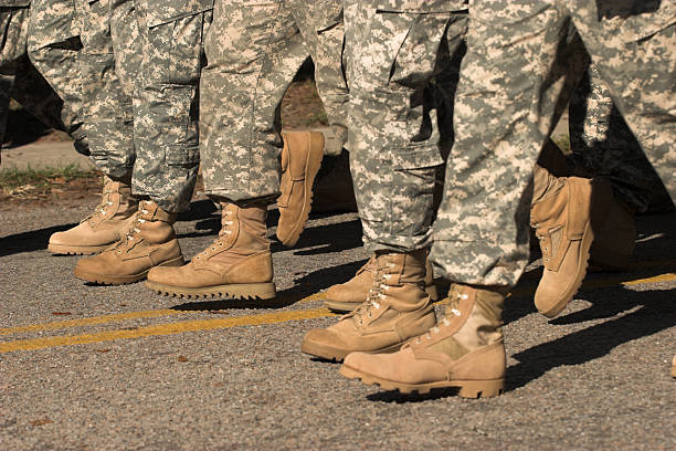 soldiers boots stock photo