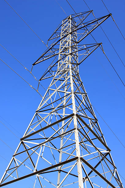 High Tension Power lines stock photo