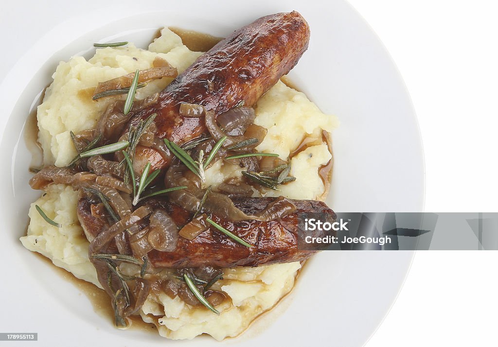 Mit Kartoffelpüree (Bangers Mash & - Lizenzfrei Würstchen mit Kartoffelpüree Stock-Foto