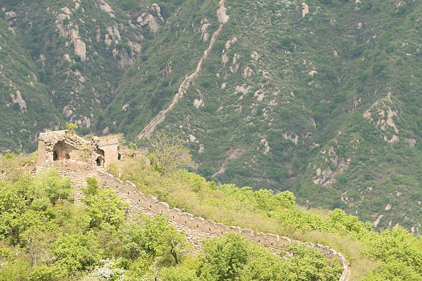 Great Wall Guard Tower in Valley, Mutianyu Section, Beijing, China