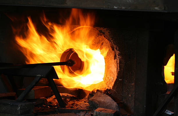 Furnace at a glass blowing factory