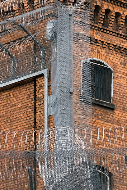 Prison razor wire stock photo