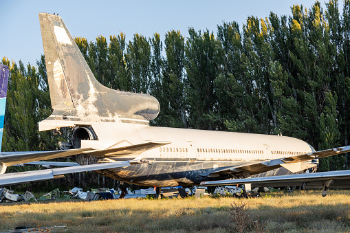 Reno, Nevada - August 25, 2023: Air Force One on the ramp in front of the Nevada Air National Guard hanger at KRNO. President Biden was visiting Lake Tahoe in Glenbrook, NV.