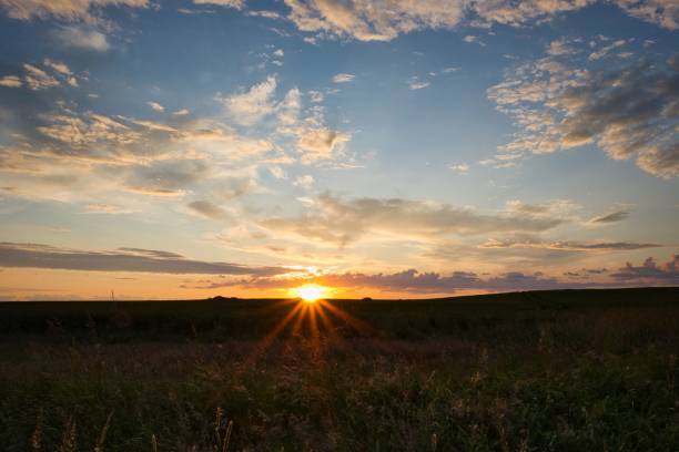istock the sun sets in a field with tall grass in the foreground 1789568040