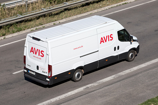 Engelskirchen, Germany - September 21, 2019: Iveco Daily of Avis on motorway