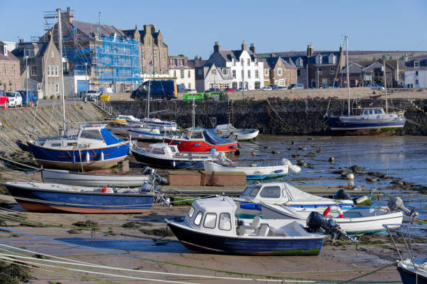istock Stonehaven harbour and town at sunrise during the summer 1789573470
