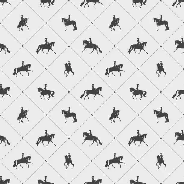 Vector illustration of Seamless vector pattern, equestrian, horse riding, dressage