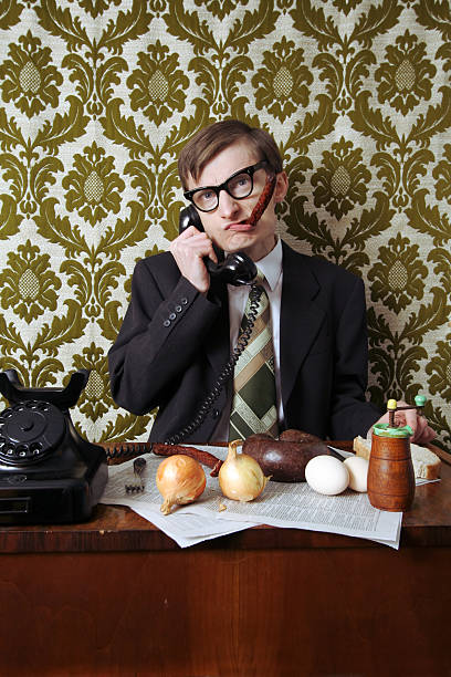 istock Lunch break of a retro businessman 178957980