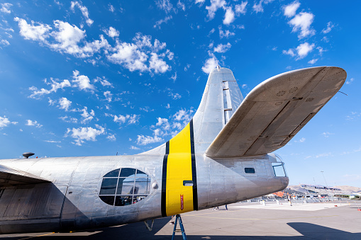 Large air plane tail close up