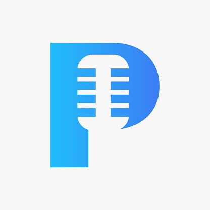 Letter P Podcast Logo. Music Symbol Vector Template