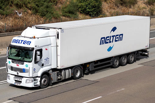Frankfurt am Main, Germany - September 22, 2018: Meltem truck on motorway
