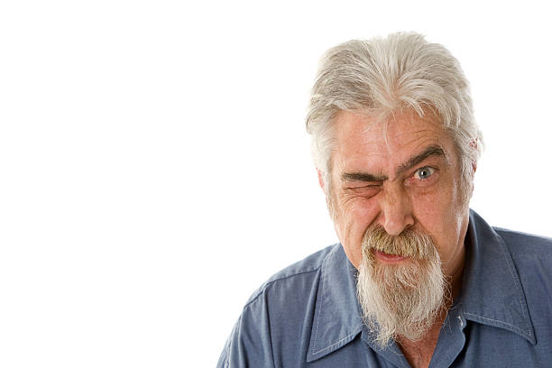 istock Gray Bearded Man Funny Wink 178962643