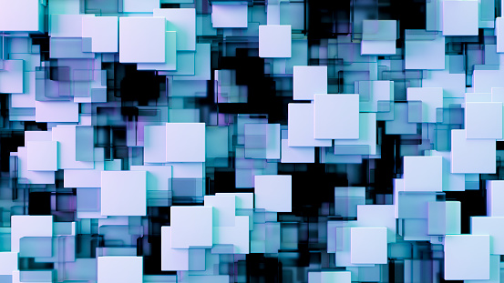 3D Cube Block Shape Background. Digitally generated image.