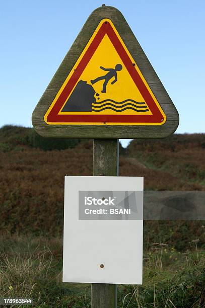 Warning Sign Stock Photo - Download Image Now - Beach, Cliff, Direction