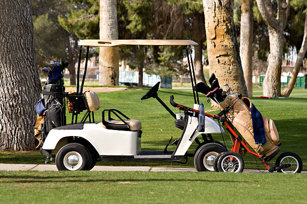 istock Juxtaposition Walk or Ride Golf Carts and Clubs 178963827
