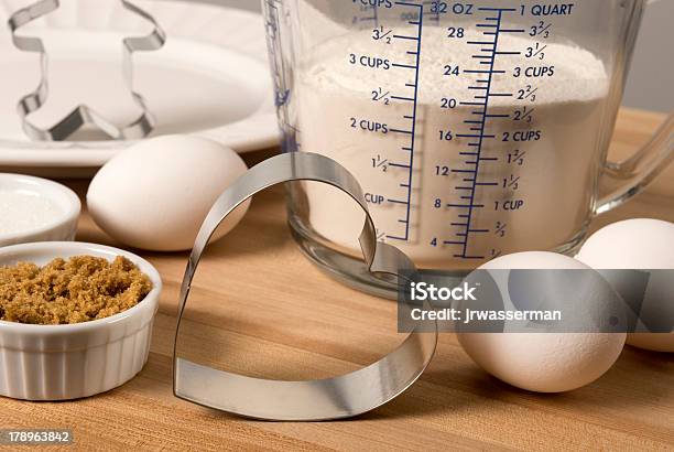 Ready To Make Heart Shaped Cookies Stock Photo - Download Image Now - Food, Measuring, Backgrounds