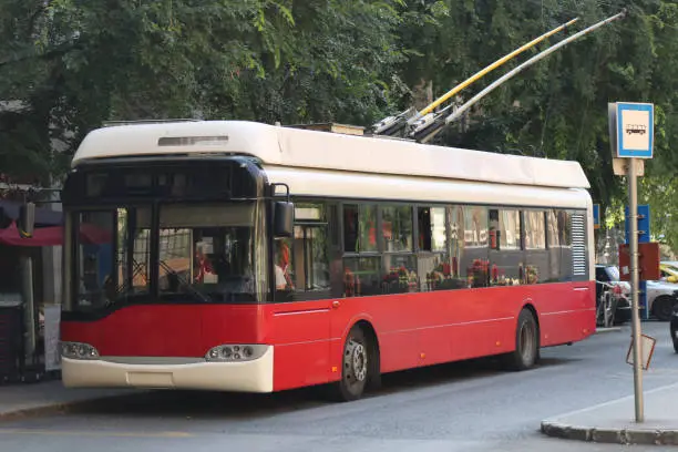 Trolleybus in Budapest. Classic public transport of the Balkan countries