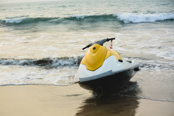 Yellow Water Scooter or jet boat on the beach