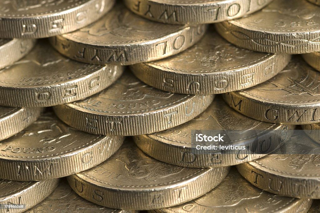 Moedas de Um pound Britânico - Foto de stock de Conceito royalty-free