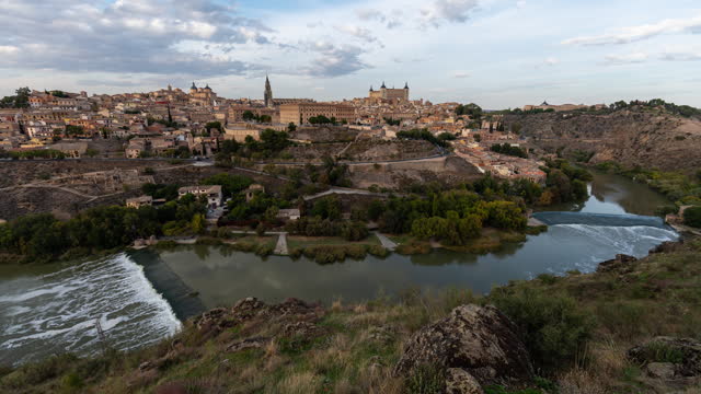 Sunset Panoramic timelapse of Toledo imperial city, Spain