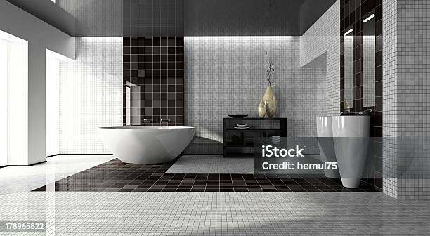 Interior Of The Modern Bathroom 3d Stock Photo - Download Image Now - Tile, Domestic Bathroom, Bathroom
