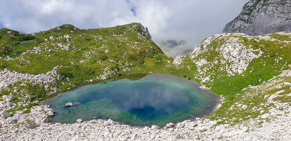 High angle view on Lake of Luznica, Julian Alps, Slovenia