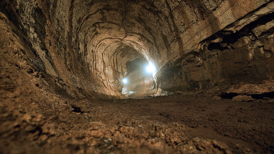 Lava tunnels on the island of Santa Cruz in the Galapagos Archipelago, Ecuador