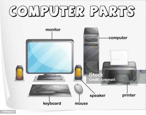 Computer Parts Stock Illustration - Download Image Now - Child, CPU, Computer Printer