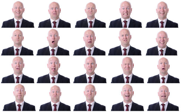 Collection of businessmen making different expressions