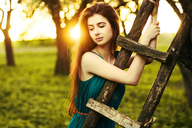 Beautiful girl fashion outdoor portrait. stock photo