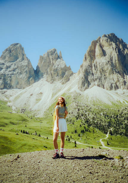 istock Woman hiking in Dolomites mountain during summer vacation 1789732971