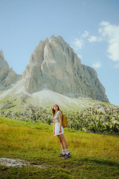 istock Woman hiking in Dolomites mountain during summer vacation 1789734054