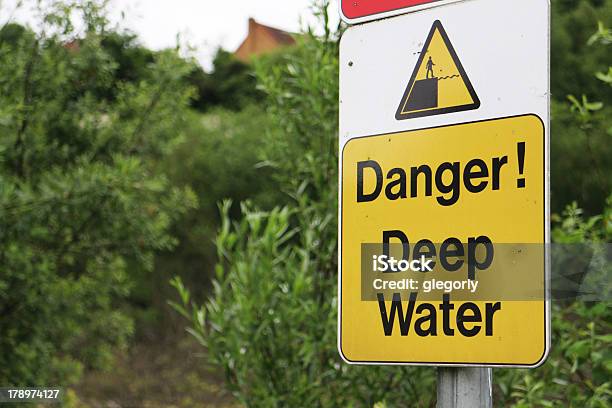 Deep Water Warning Sign Stock Photo - Download Image Now - Danger, Horizontal, In Front Of