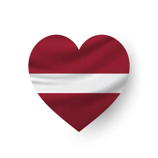 Vector illustration of Latvia heart flag. Vector