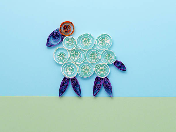 Paper quilling - sheep (XXXLarge) Paper quilling - a sheep. (The paper craft was made by myself.) (XXXLarge) paper quilling stock pictures, royalty-free photos & images