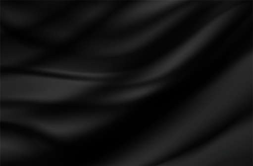 Black satin silk luxury material cloth background. Vector illustration. EPS10
